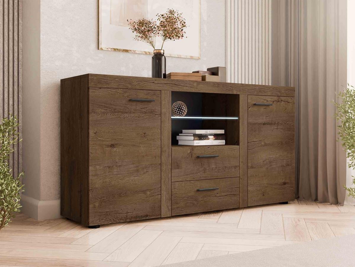 KOMMODE Rumba mit LED Beleuchtung - Eichefarben, Holzwerkstoff (156/82/40cm) - MIRJAN24