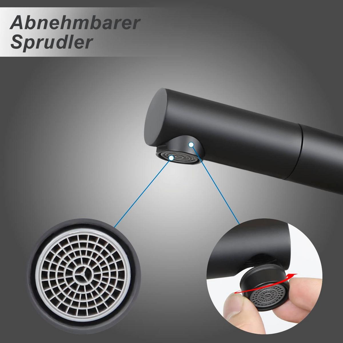 WASCHTISCHARMATUR LURLINE 16/5/21 cm - Schwarz, Metall (5/21/16cm) - Nettlife