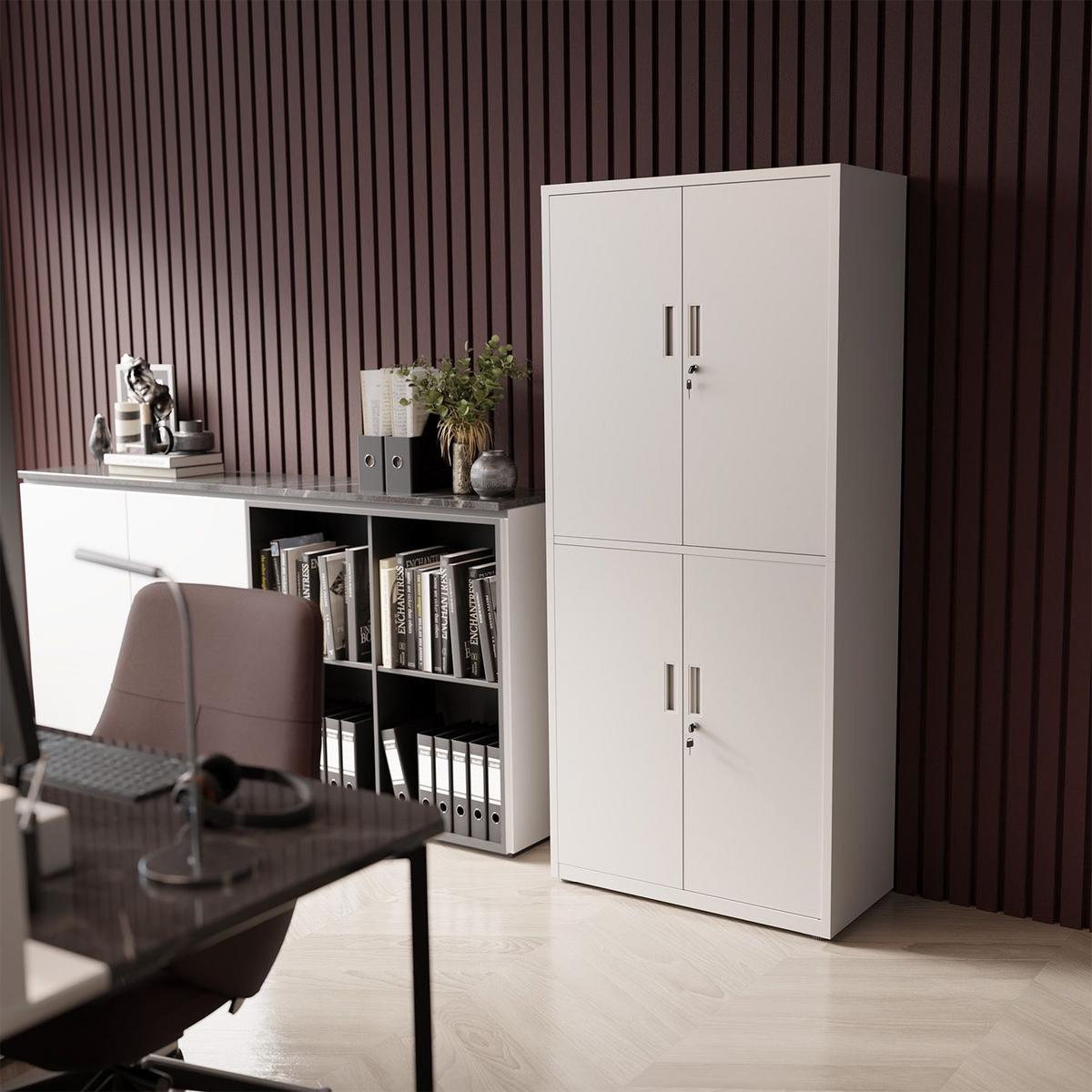 METALLSCHRANK 180/80/40 cm weiß abschließbar - Weiß, Metall (80/180/40cm) - Juskys
