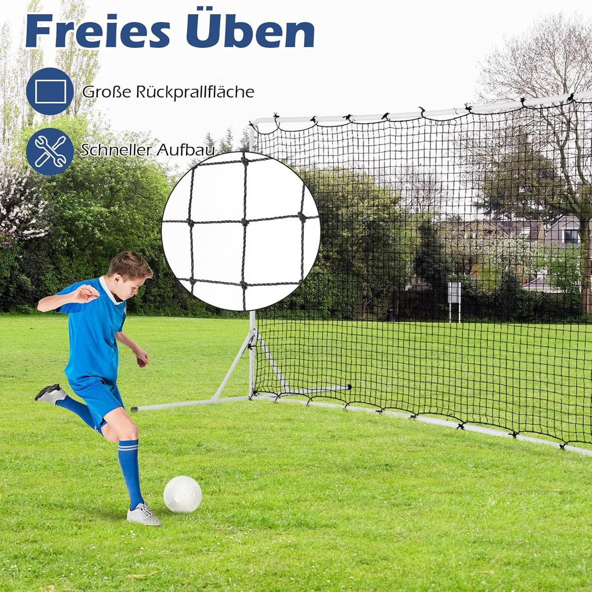 FUBBALLTOR Weiß - Weiß, Metall (373/183/151cm) - COSTWAY