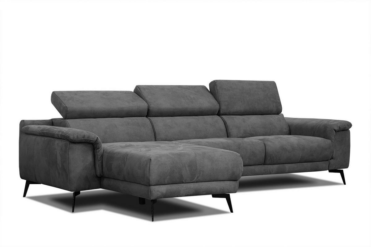 ECKSOFA FIERO 4-Sitzer, dunkelgrau - Dunkelgrau/Schwarz, Holzwerkstoff/Textil (158/269cm) - Wozimo