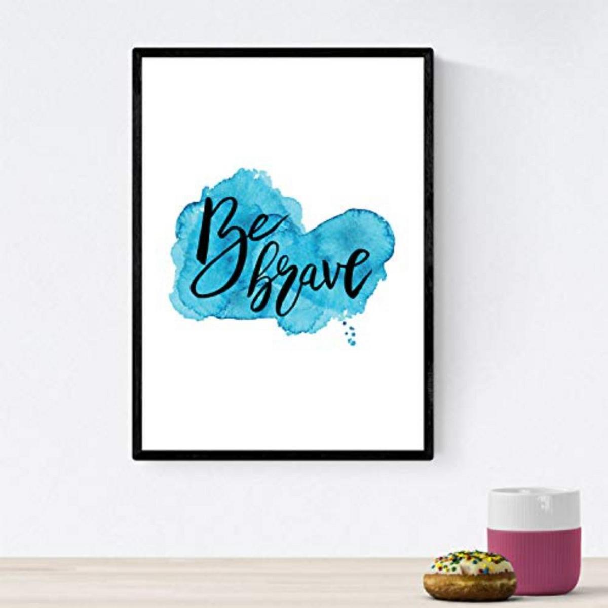 POSTER Set mit 4 glücklich und bunt ‚Immer‘ A4 Schwarzer Rahmen - Schwarz, Papier (29.7/3cm) - Nacnic
