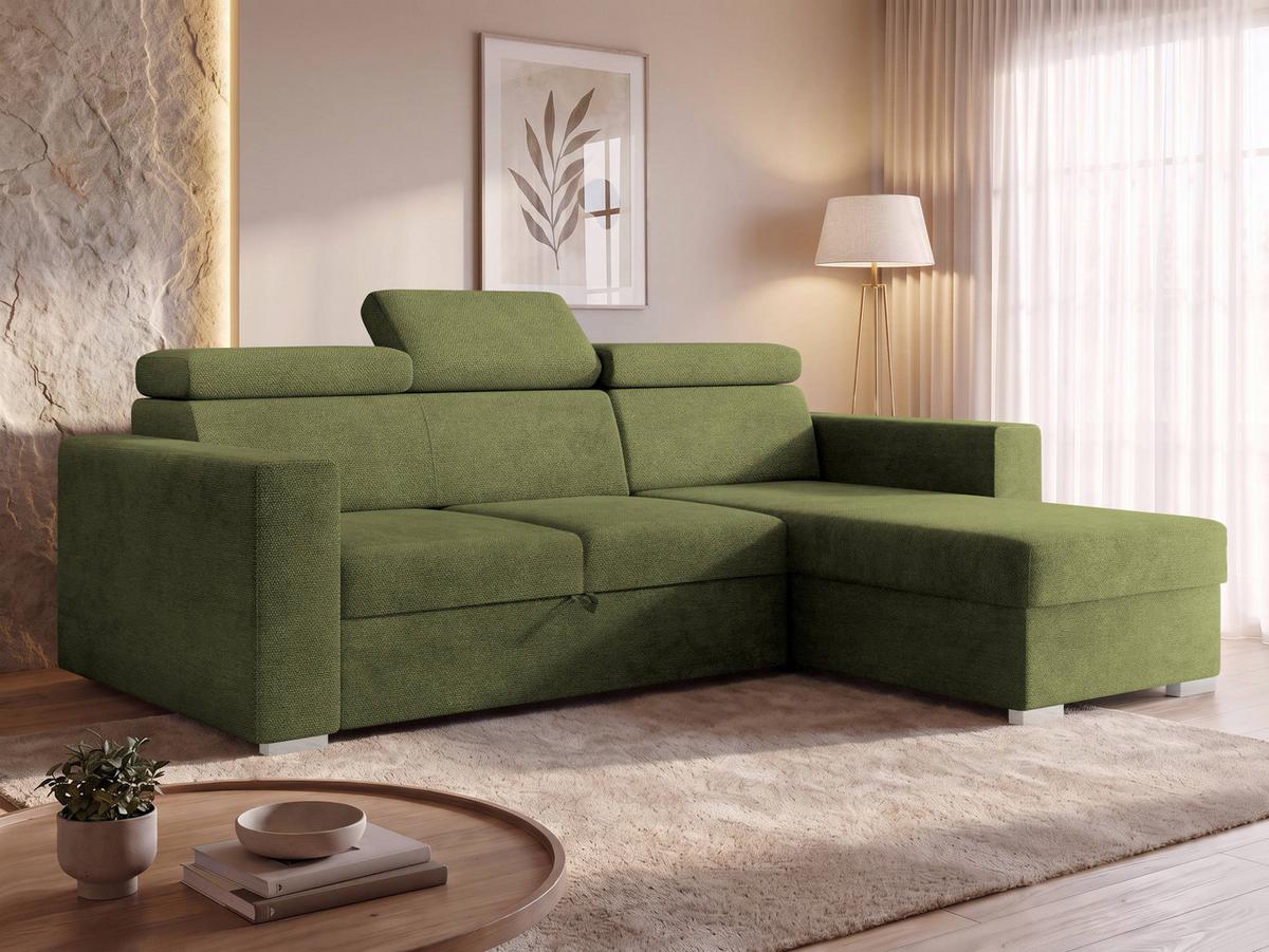 ECKSCHLAFSOFA Pedro 2rLC - Silberfarben/Grün, Holz/Kunststoff (235/170cm) - MIRJAN24