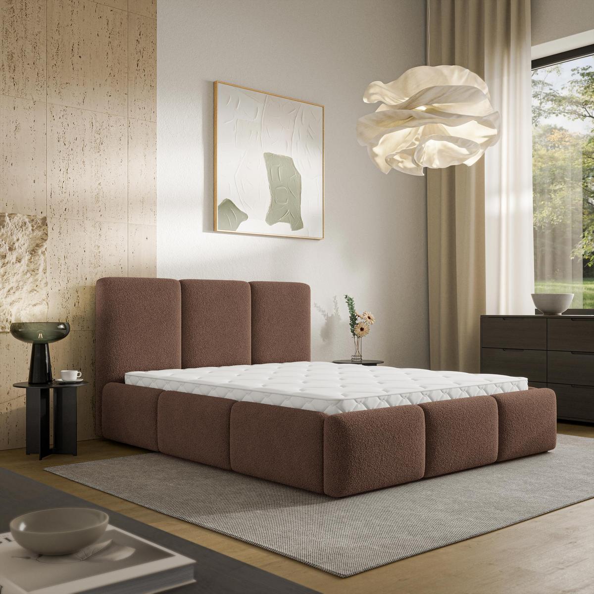 POLSTERBETT ARSIL 120x200 cm mit Bettkästen - Braun - Braun, Holz/Textil (120/200cm) - MASSENO