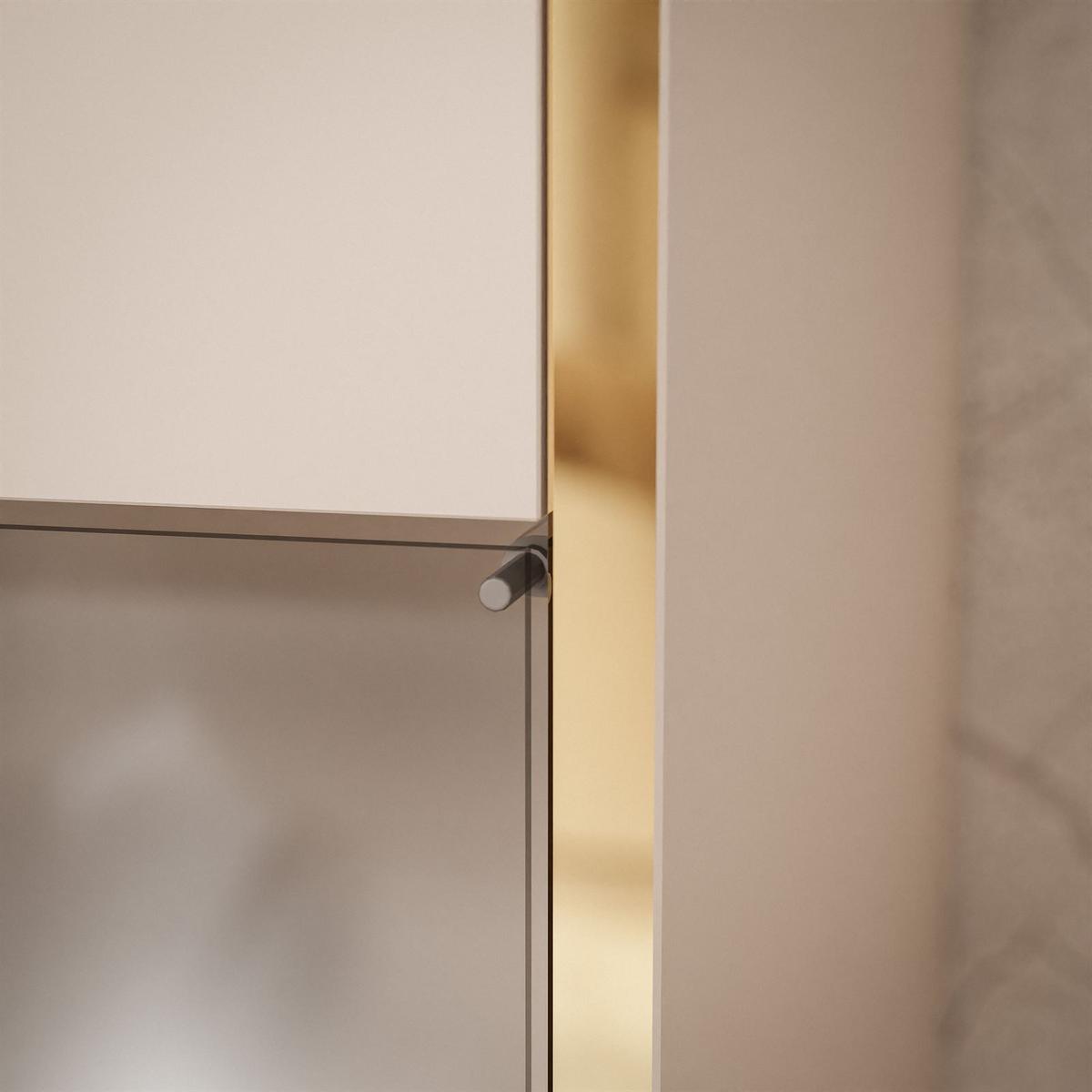 VITRINE AURORA in Kaschmir mit LED-Beleuchtung mit Fuße - Kaschmir/Schwarz, Holzwerkstoff/Kunststoff (45/181/40cm) - Lookway