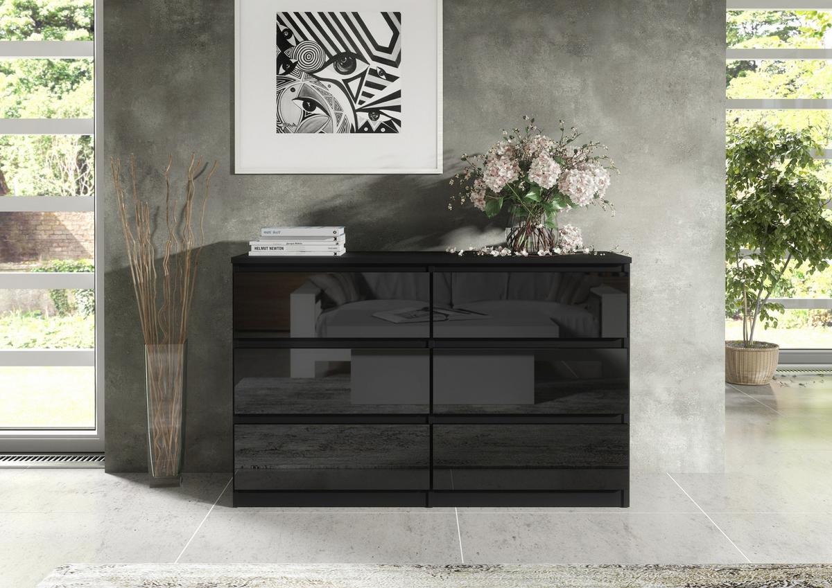KOMMODE Schwarz, Hochglanz 139/79/39 - Schwarz Hochglanz/Schwarz, Holzwerkstoff (139/79/39cm) - RAUMHIRSCH FURNITURE