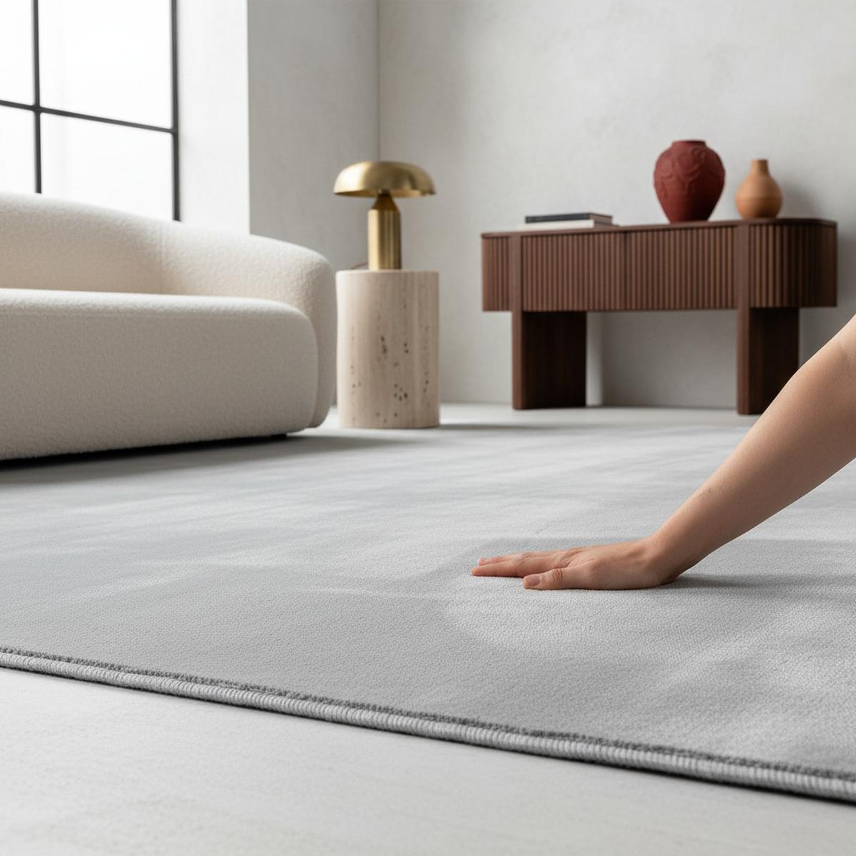 TEPPICH Kurzflor Waschbar LECH in Silber, einfarbig, 80 x 150 cm - Silberfarben, Textil (150/80cm) - KADIMA DESIGN