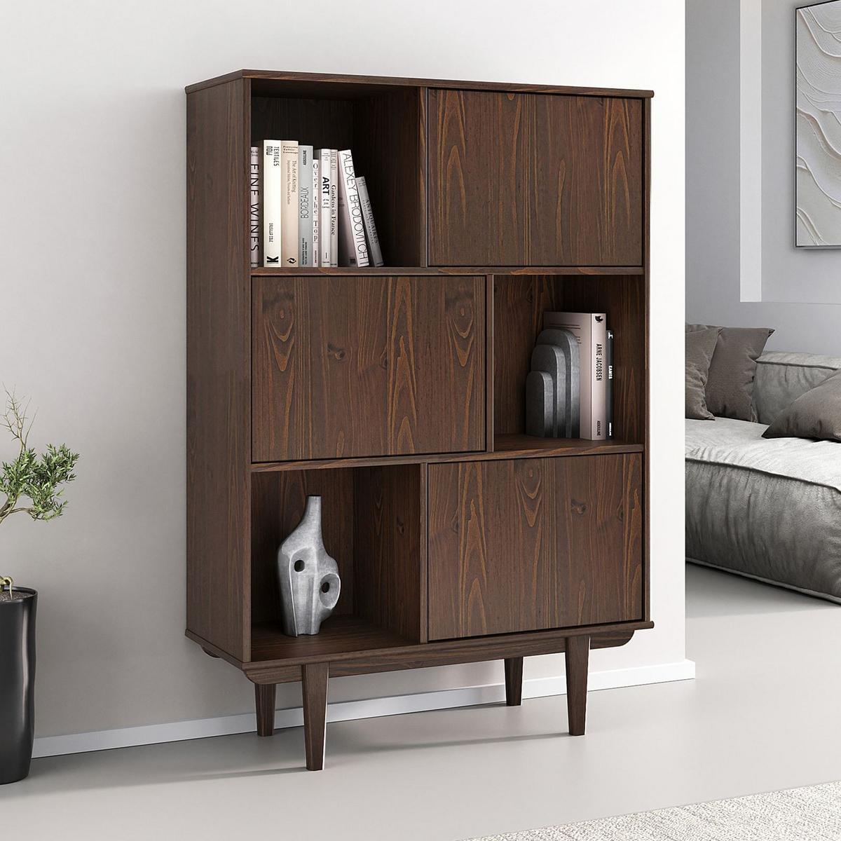 HIGHBOARD SIMONA nussbaum - Nussbaumfarben, Holz (95/139/37cm) - IDIMEX