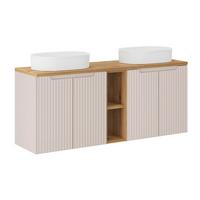 DOPPELWASCHTISCH 140.4cm Riva Kaschmir und Holz - Beige, Holzwerkstoff (140.4/59.5/40cm) - Petits-meubles