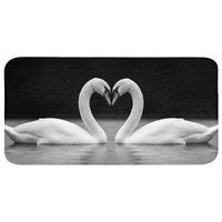 BADEMATTE Schwäne - Herz - Schwarz - Weiß 120x60 cm - Schwarz, Textil (120/60cm) - OnlyWow