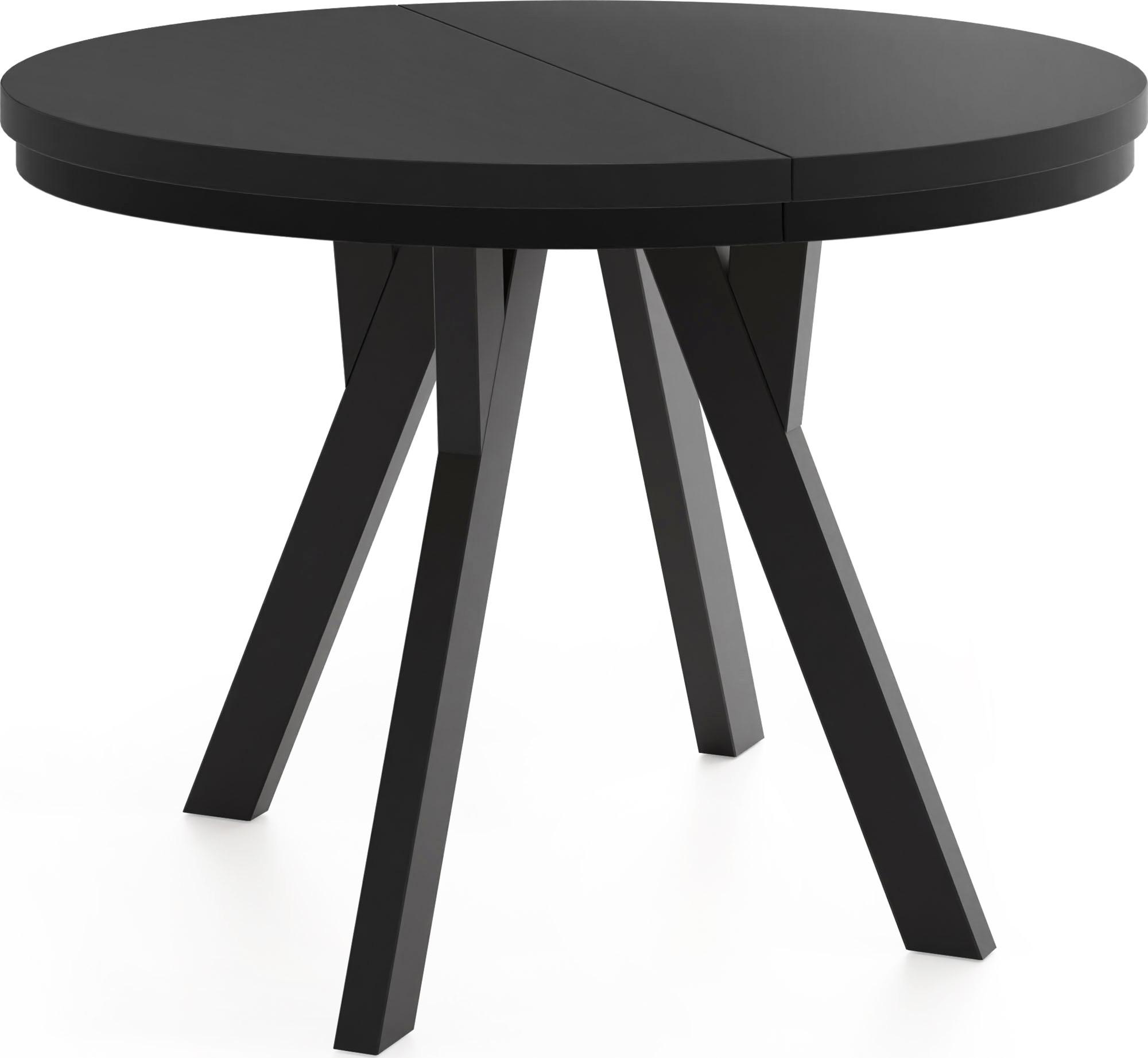 ESSTISCH Strato Black runder ausziehbarer, Schwarz 100-200/100/77 cm - Schwarz, Holz/Holzwerkstoff (100/200/77cm) - WFL GROUP