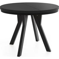 ESSTISCH Strato Black runder ausziehbarer, Schwarz 100-140/100/77 cm - Schwarz, Holz/Holzwerkstoff (100/140/77cm) - WFL GROUP