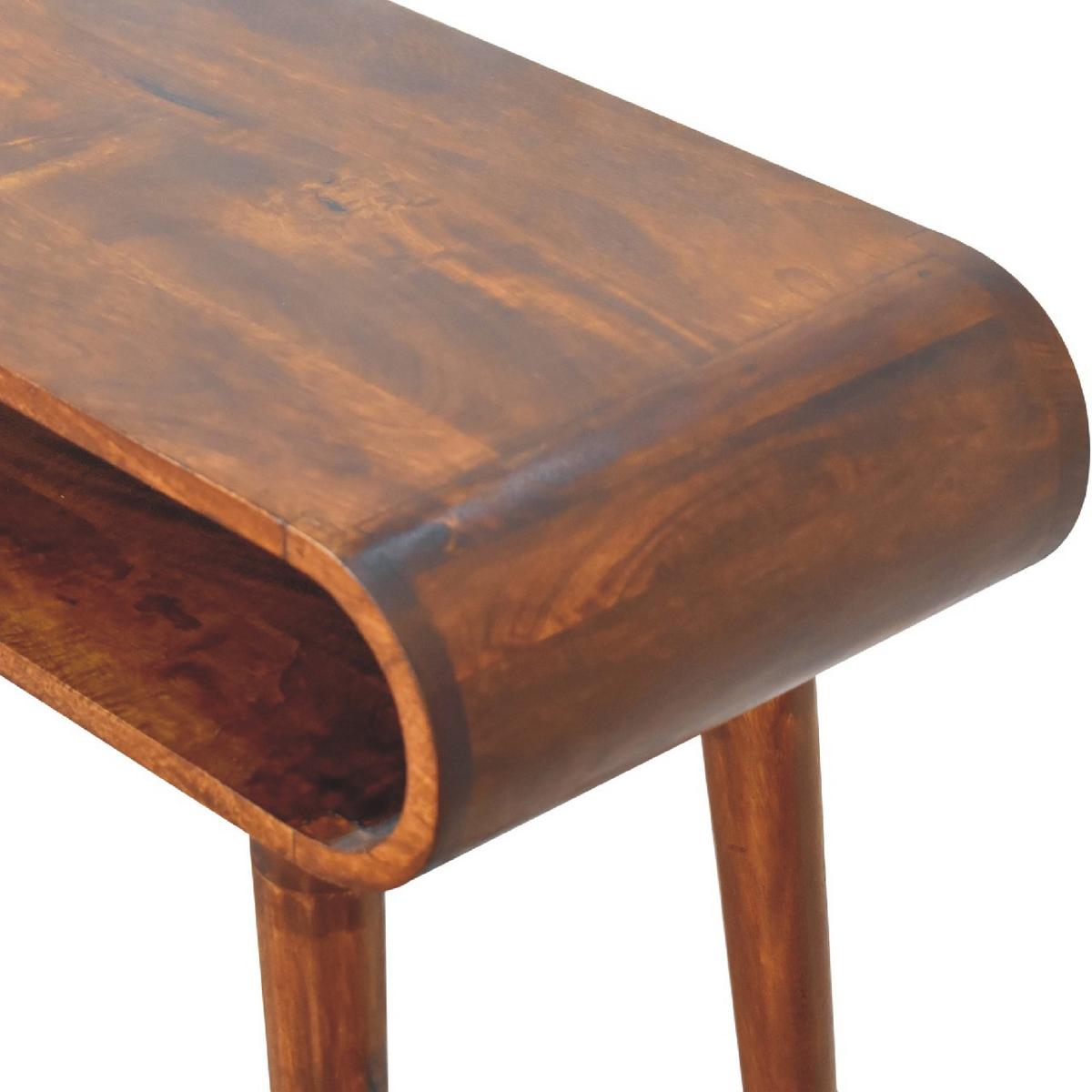 KONSELENTISCH aus Massivholz, Offener Lagerraum, Braun - Kastanienfarben/Messingfarben, Holz/Metall (35/90/80cm) - Artisan Furniture