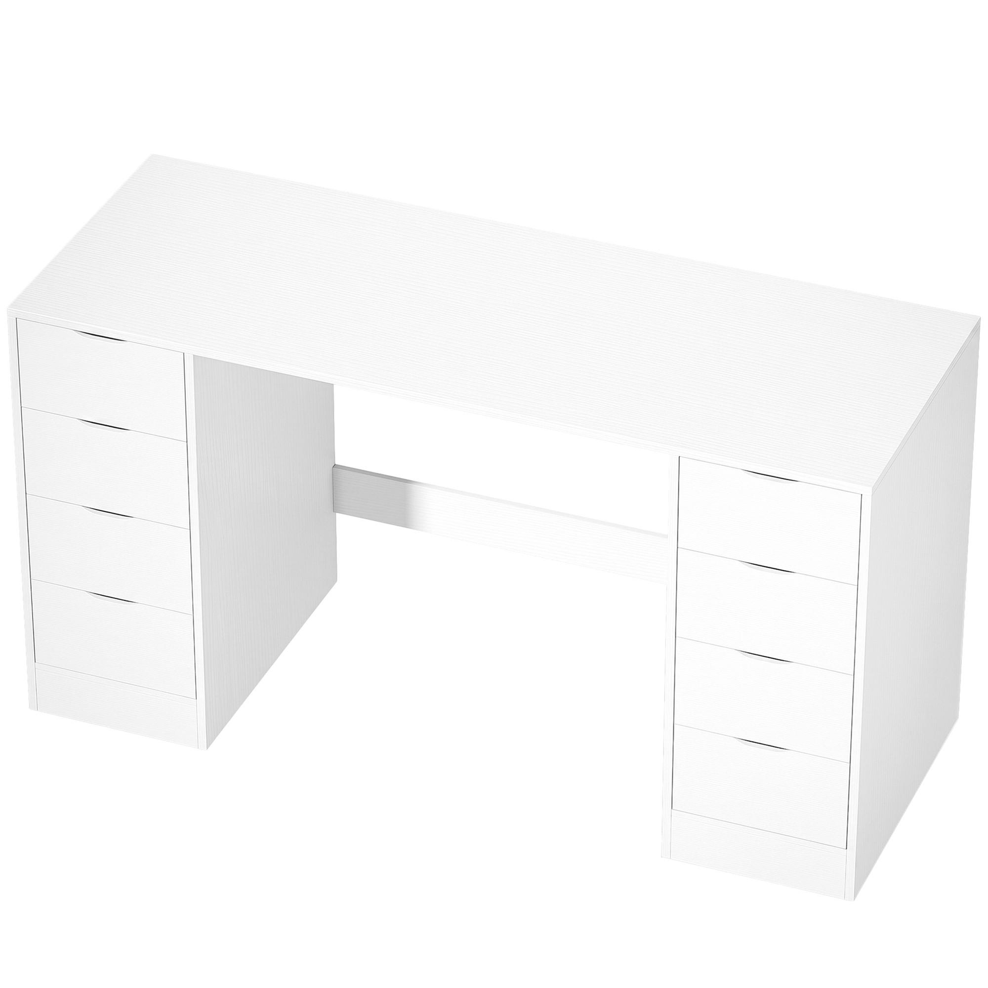 SCHREIBTISCH Spanplatte MDF Weiß - Weiß, Holzwerkstoff (140/53/75cm) - HOMCOM