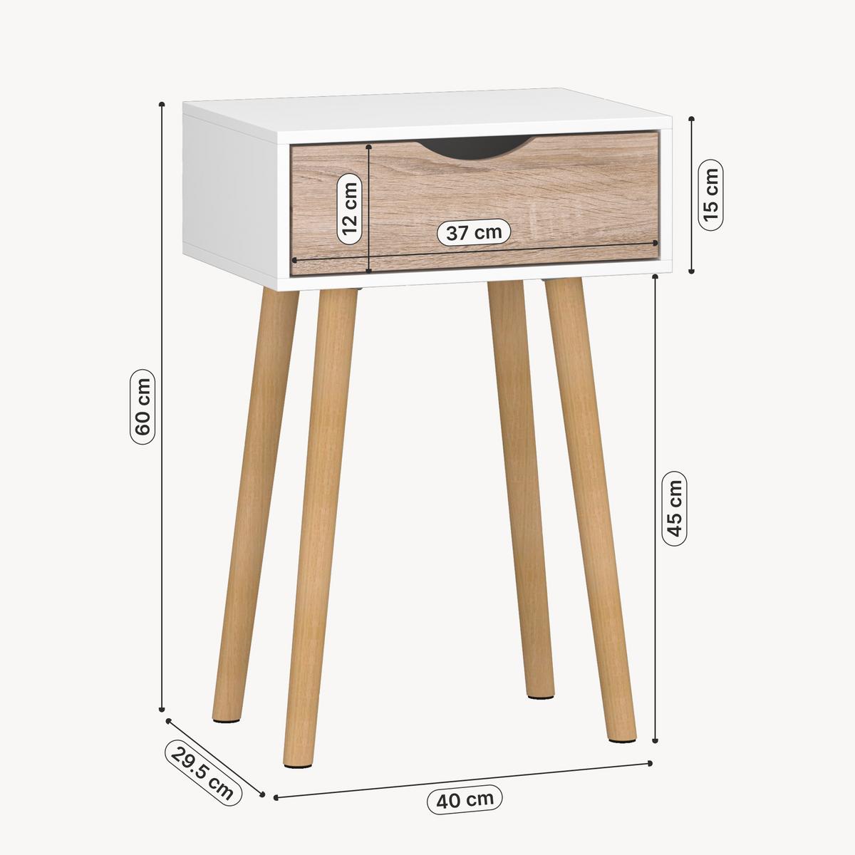 BEISTELLTISCH Östersund - Eichefarben/Weiß, Holz/Holzwerkstoff (30/40/60cm) - [en.casa]