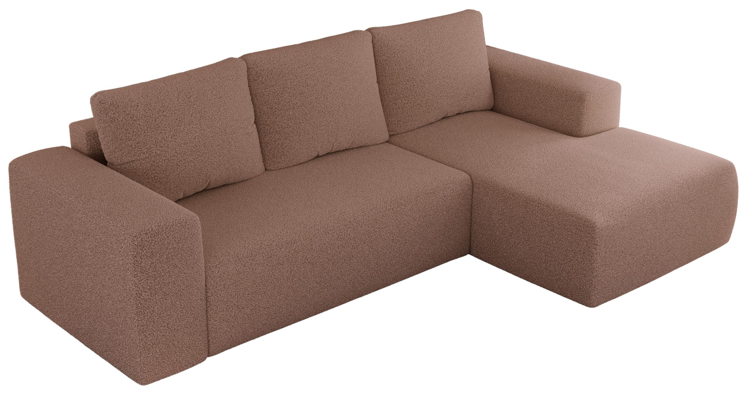 ECKSOFA TRENTINO L Rosa Boucle - Rechts - Schwarz/Rosa, Kunststoff/Textil (164/266cm) - MKS