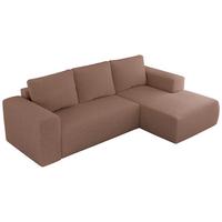 ECKSOFA TRENTINO L Rosa Boucle - Rechts - Schwarz/Rosa, Kunststoff/Textil (164/266cm) - MKS