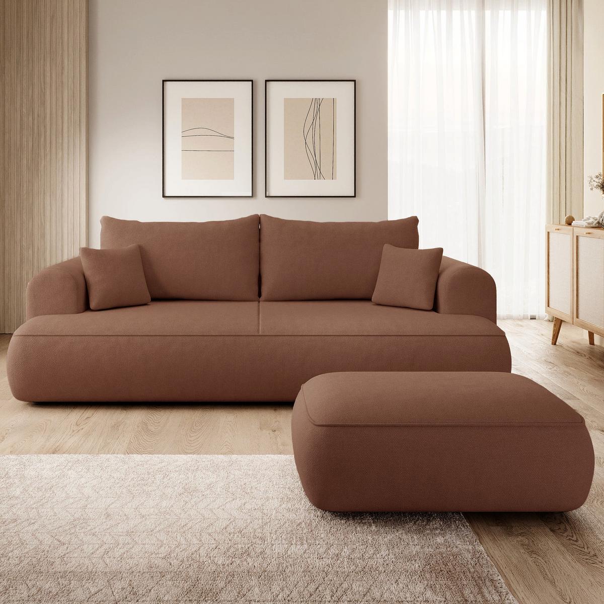 POUF Ovo 1-Sitzer 100 cm - Schwarz/Kupferfarben, Kunststoff/Textil (100/44/68cm) - Selsey