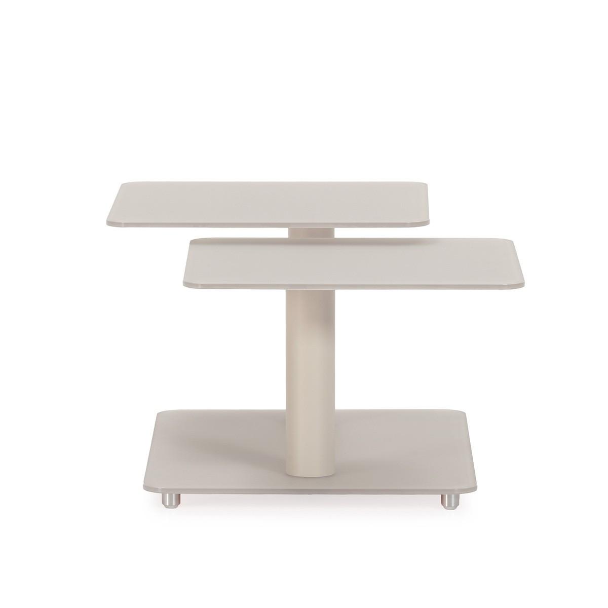 COUCHTISCH mit quadratischen Glasplatten 54/42,8/114,6 cm - Beige, Glas (66.5/54/42.8cm) - Calicosy