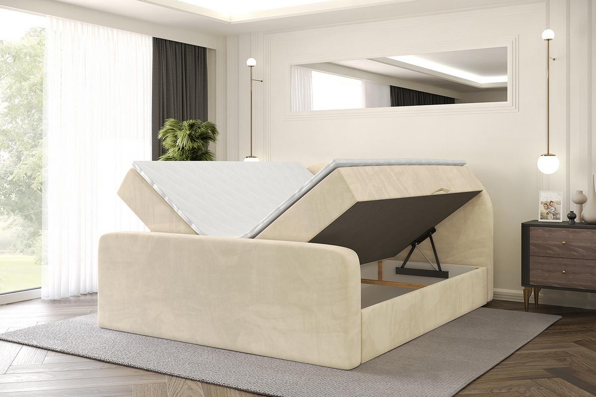 BOXBETT mit Matratze H4 und Lattenrost - NOX-Z - 120x200 - Beige Monolith - Beige, Holzwerkstoff (120/200cm) - ALTDECOR