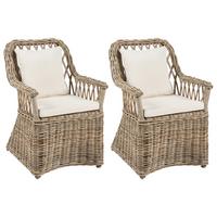 GARTENSESSEL 2er Set Beige Maros II - Beige/Naturfarben, Naturmaterialien (53/90/70cm) - Beliani