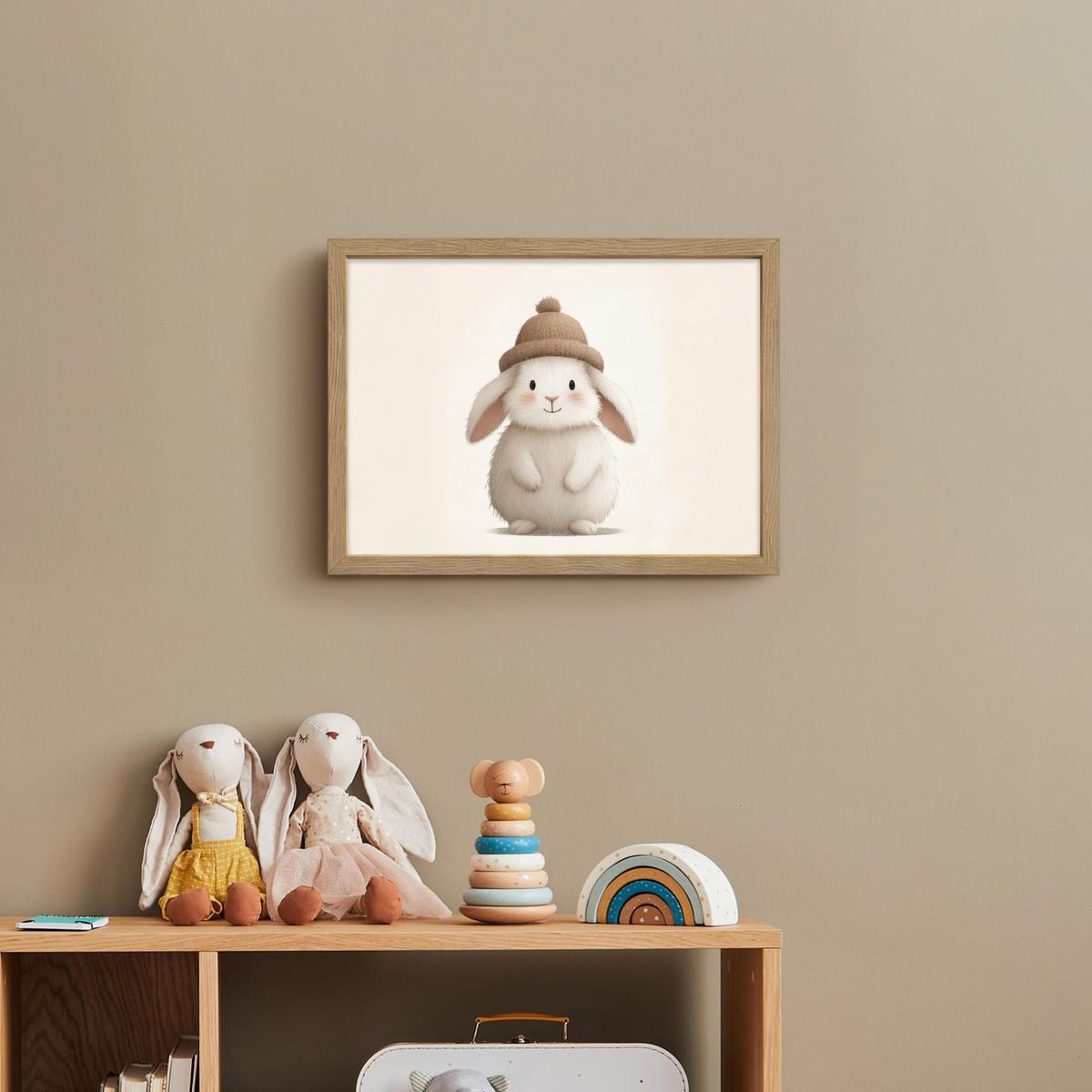 NACHTTISCHLAMPE MIT AKKU Kaninchen - Hut - Ohren - Beige 40x30 cm - Creme, Holzwerkstoff (8/40/30cm) - OnlyWow