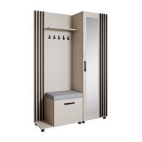 GARDEROBENSCHRANK Livia mit Aufhängern und Spiegel, Kaschmir, Schwarz, links - Kaschmir/Schwarz, Holzwerkstoff (137/207/42cm) - Beautysofa