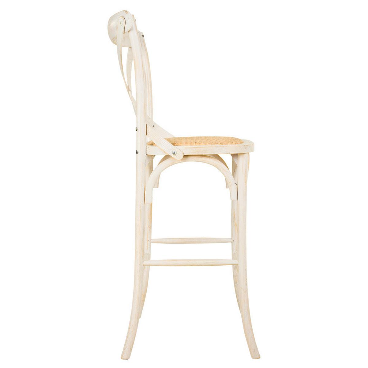 HOCKER aus Holz und Rattan, weiß, 45x53x75cm - Weiß, Holz (45/116/53cm) - Wanderlust