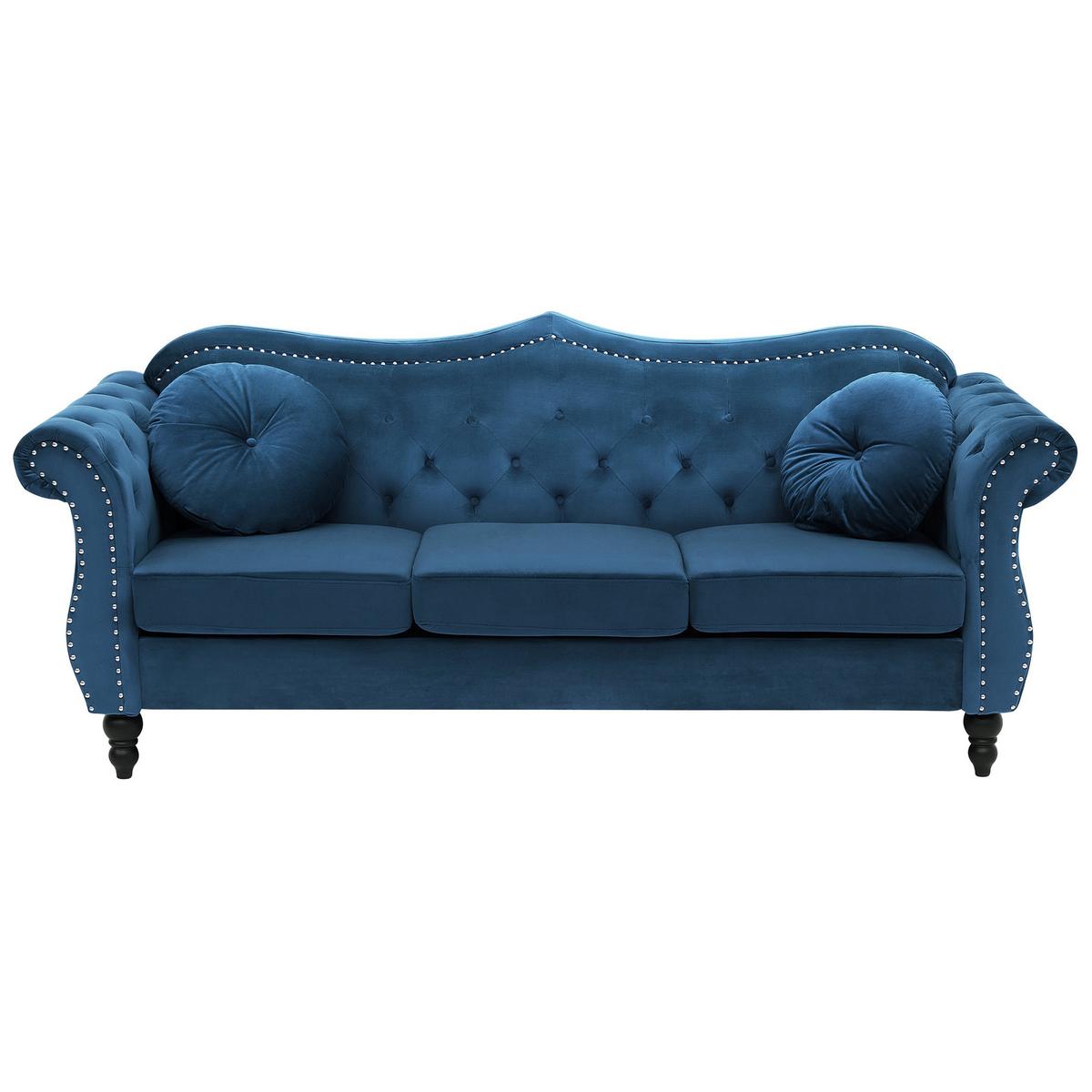 5-SITZER SOFA SET Samtstoff Blau Skien - Blau, Textil (200/91/83cm) - Beliani
