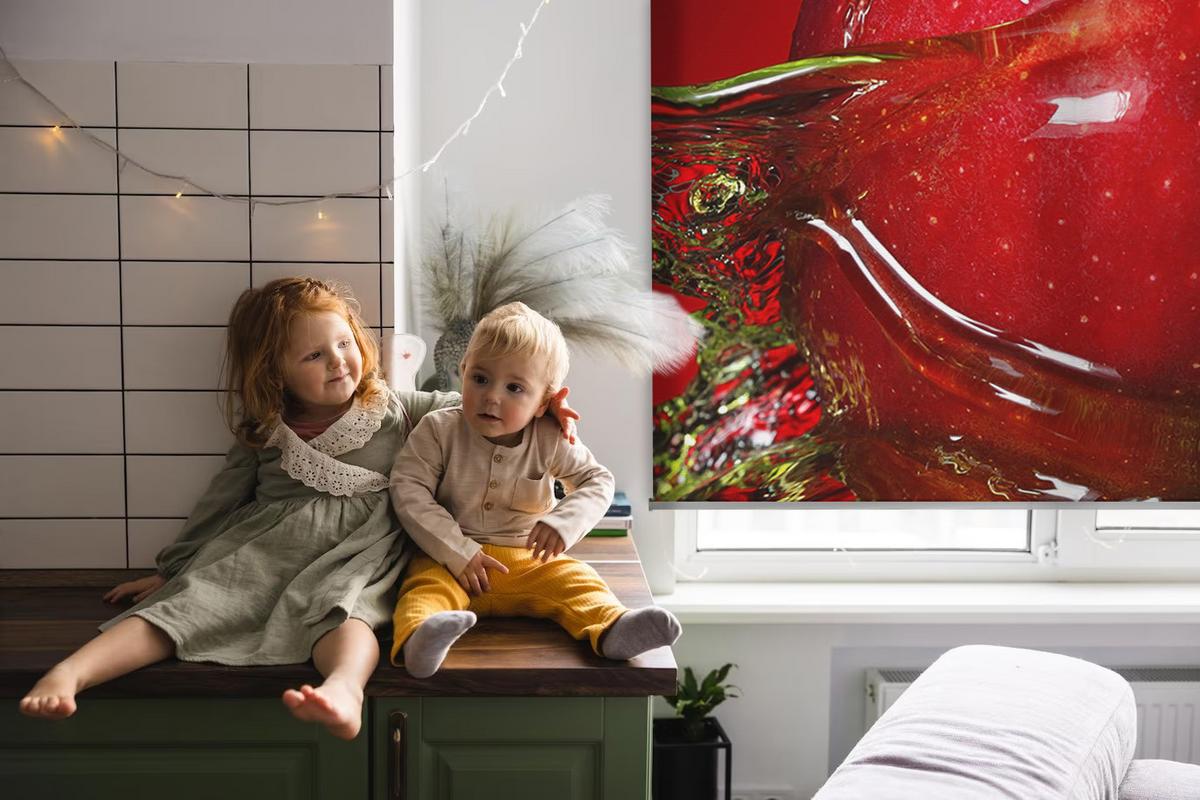 INNENROLLO - Fensterrollo - Rollo - 60x40 cm - Roter Apfel im Wasser - Rot, Kunststoff (60/140/0.5cm) - TULUP