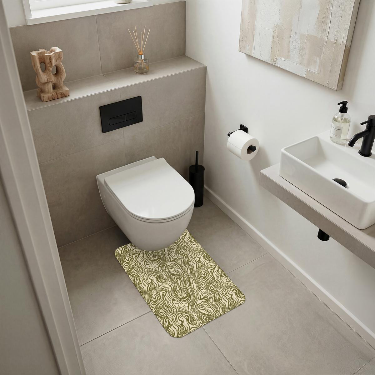 WC-VORLEGER Abstrakt - Marmor - Grün WC Teppich 40x60 cm - Dunkelgrün, Textil (40/1cm) - OnlyWow