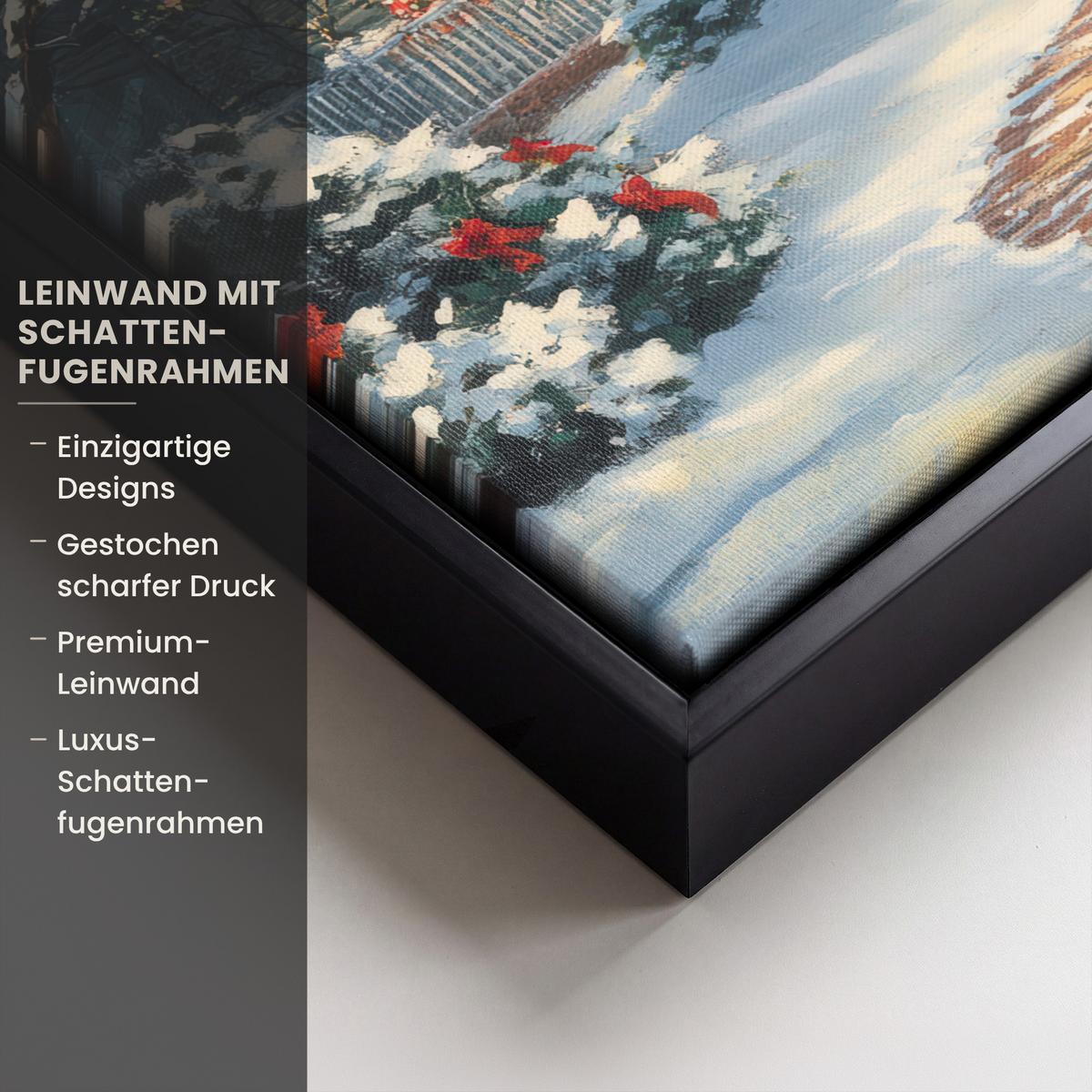 LEINWAND Bilder mit Rahmen - Weihnachten - Weihnachtsbaum - Winter - Zuhause - Schnee - 20x30 - Smaragdgrün, Textil (20/30cm) - MuchoWow