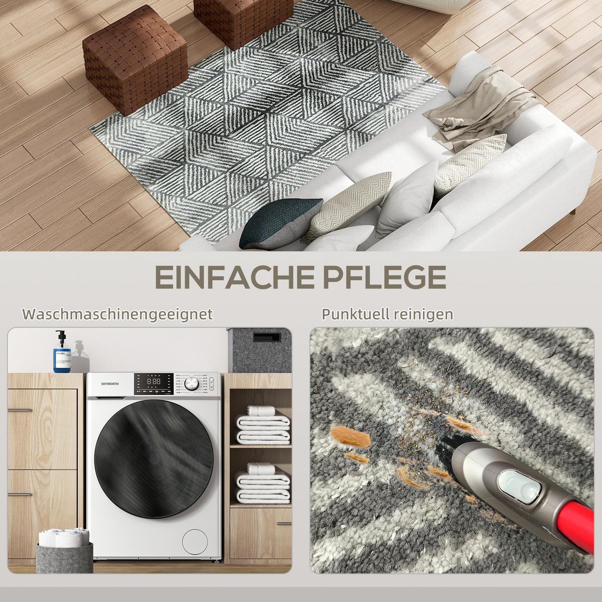 TEPPICH Polypropylen Dunkelgrau - Dunkelgrau, Kunststoff (120/170cm) - HOMCOM