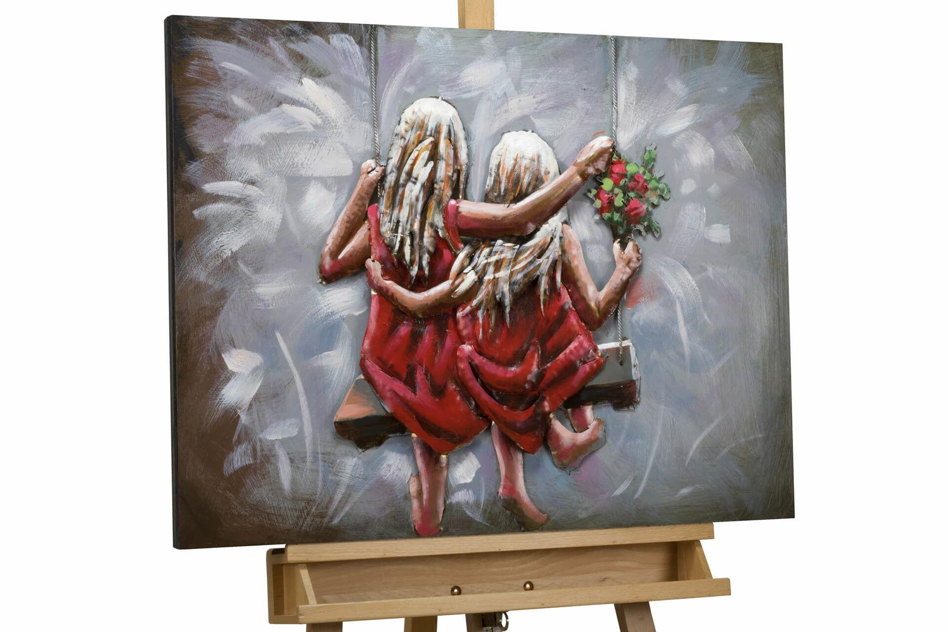 METALLBILD Rot 80/60 cm - Rot/Grau, Metall (5.2/60cm) - KUNSTLOFT