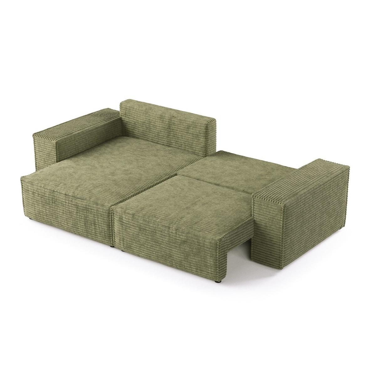 ECKSOFA SENSO mit Schlaffunktion Grün im Tilia Stoff - Schwarz/Grün, Holz/Holzwerkstoff (255/148cm) - AltaBeds