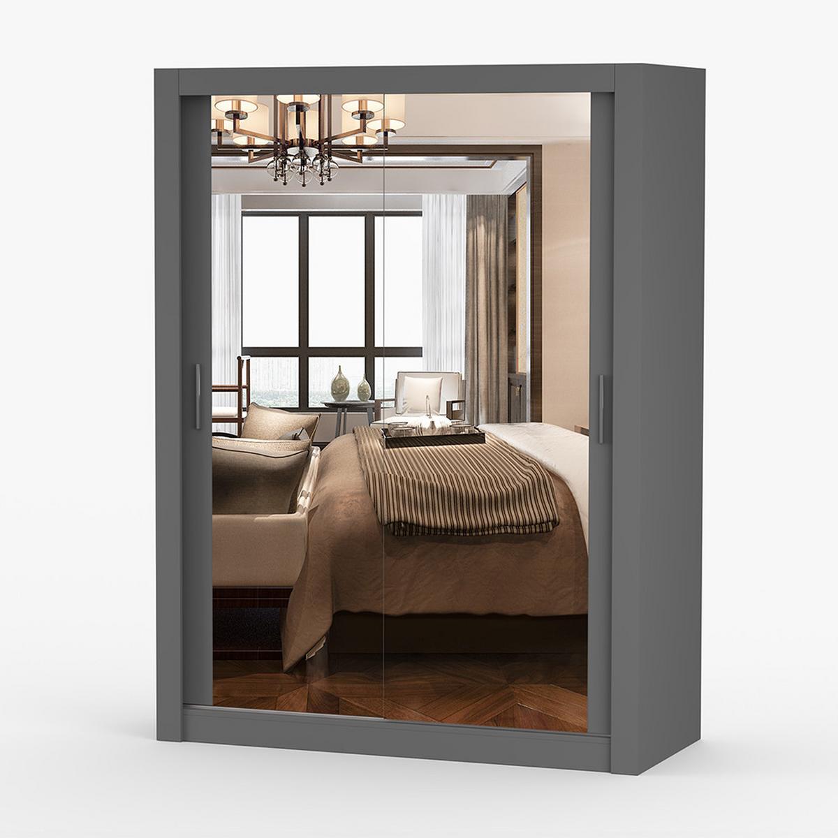 KLEIDERSCHRANK Milan 150 cm, 150/215/64, 2-türig, grau - Grau, Holzwerkstoff (150/215/64cm) - imoebel24