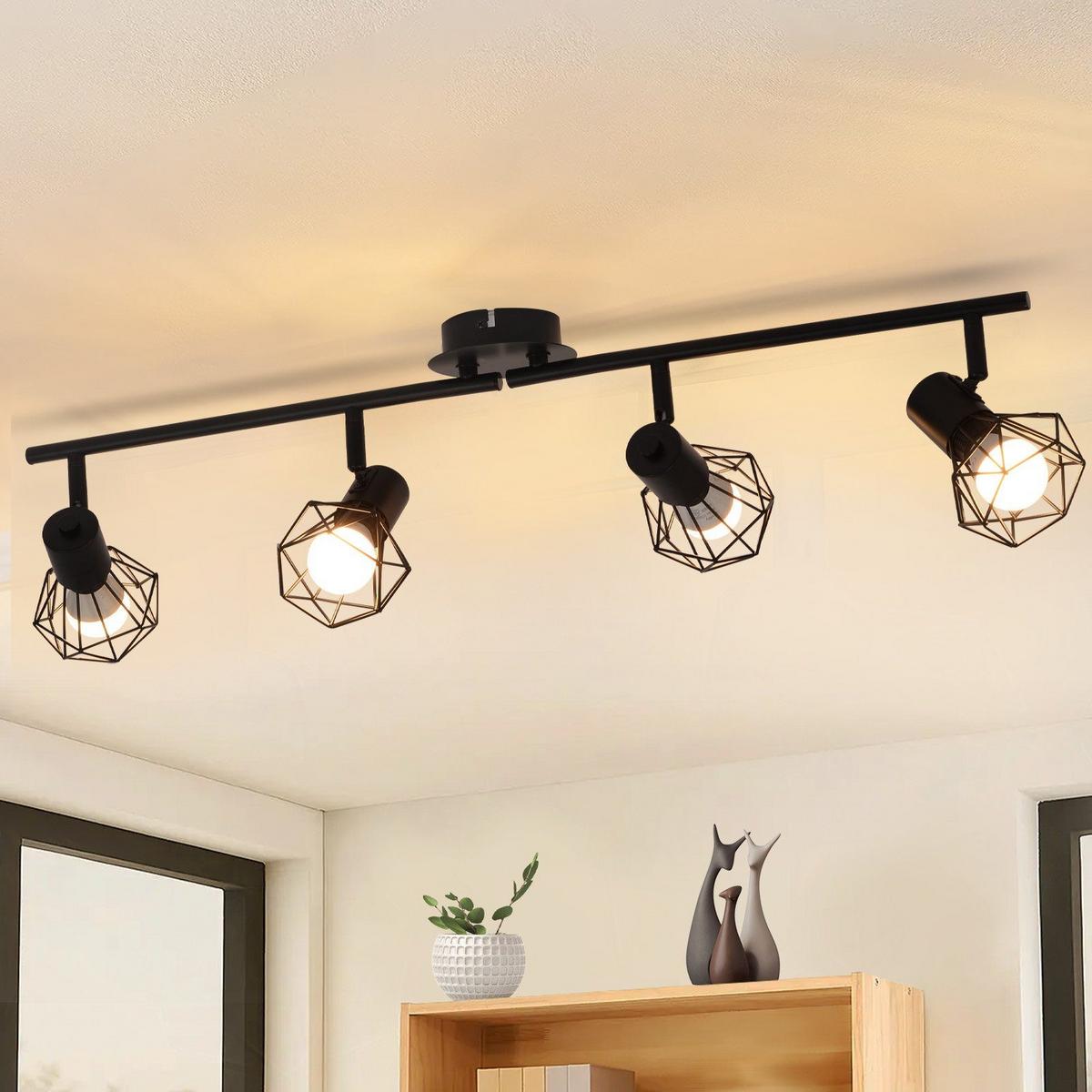 DECKENSTRAHLER Chloris 4-flammig 71/10/20 cm - Schwarz, Metall (71/10/20cm) - Nettlife