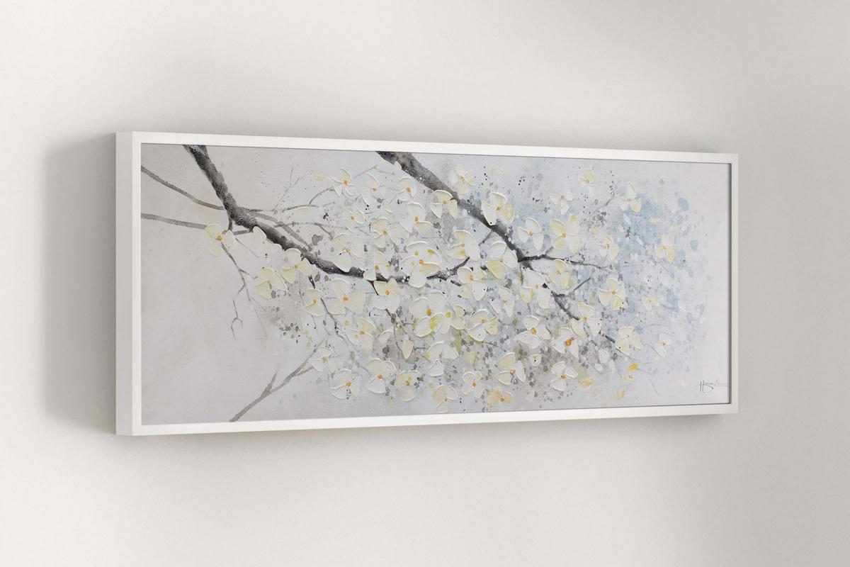 ACRYLBILD HANDGEMALT 150/50 cm - Beige/Weiß, Holz/Textil (150/50cm) - KUNSTLOFT