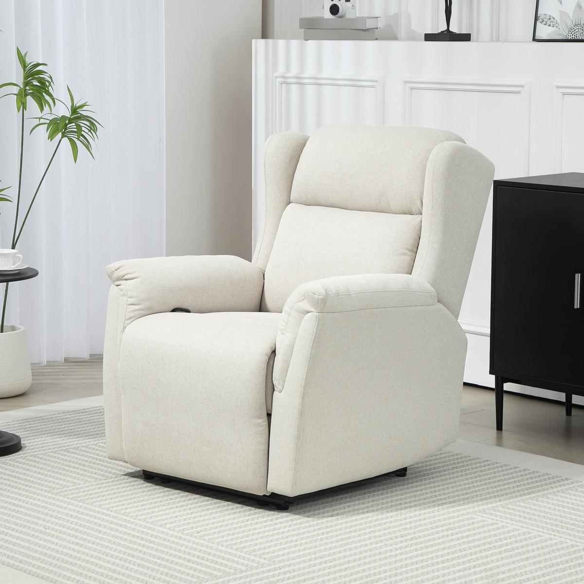 RELAXSESSEL, Fernsehsessel mit Liegefunktion, TV-Sessel mit Taschenfederkern - Beige, Textil/Metall (80/101/94cm) - HOMCOM
