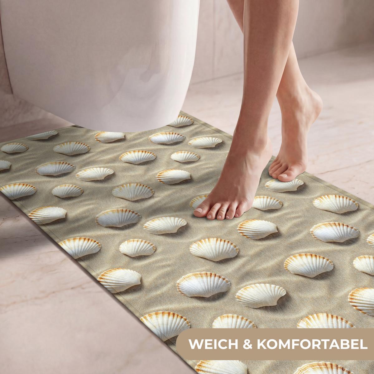 WC-VORLEGER Muscheln - Sand - Maritim Toilettenvorleger 60x120 cm - Sandfarben, Textil (60/1cm) - OnlyWow