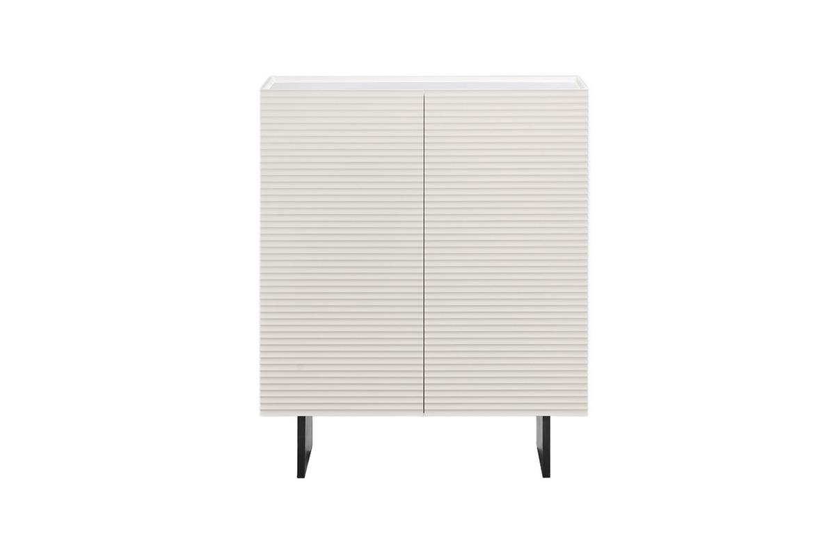 HIGHBOARD LYNN Weiß Holz - Schwarz/Weiß, Holzwerkstoff/Metall (100/120/40cm) - KAWOLA