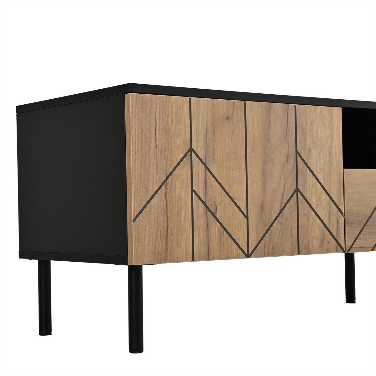 TV-LOWBOARD Walnuss Holzoptik 200cm für 80 Zoll TV mit 4 Türen & 2 Schubladen - Walnussfarben, Holzwerkstoff (200/55/39.5cm) - Urban Meuble