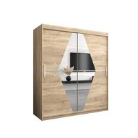 SCHWEBETÜRENSCHRANK 200/180/62 2-türig - Silberfarben/Sonoma Eiche, Holz/Kunststoff (180/200/62cm) - MÖBEL KRYSPOL