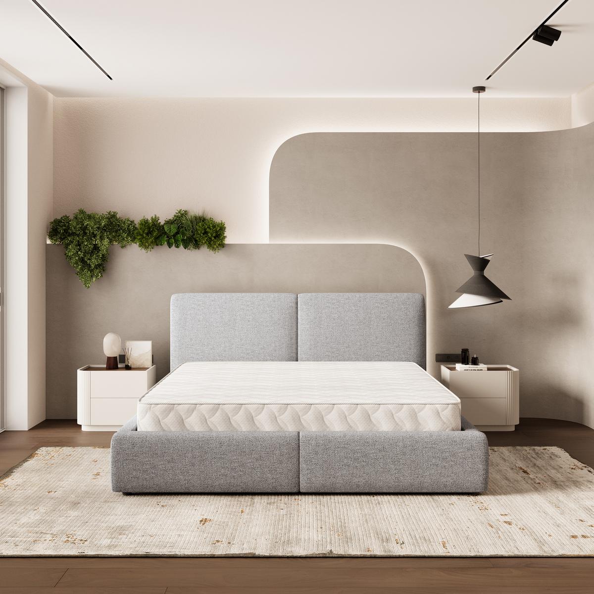 POLSTERBETT FELURO NV 120x200 cm mit Bettkästen - Hellgrau - Hellgrau, Holz/Textil - MASSENO