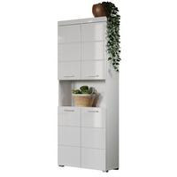 HOCHSCHRANK weiß Hochglanz 73 x 190 cm, Badschrank mit viel Stauraum - Weiß, Holzwerkstoff/Kunststoff (73/190/31cm) - Top.Furn