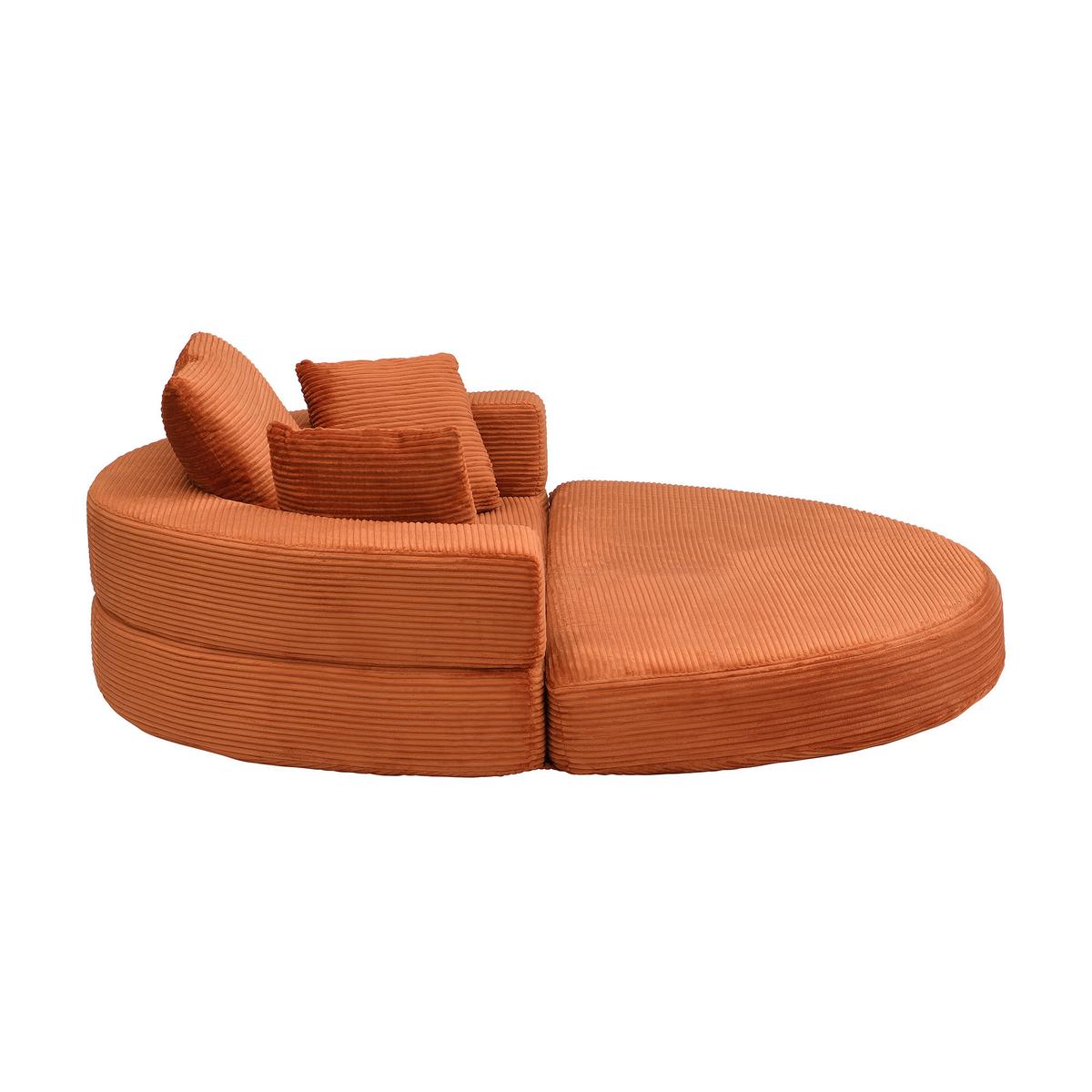 SOFABETT Klappbares Gästebett & Modulares Sofa aus weichem Cord-Stoff - Dunkelorange, Textil (173/40/176cm) - Urban Meuble