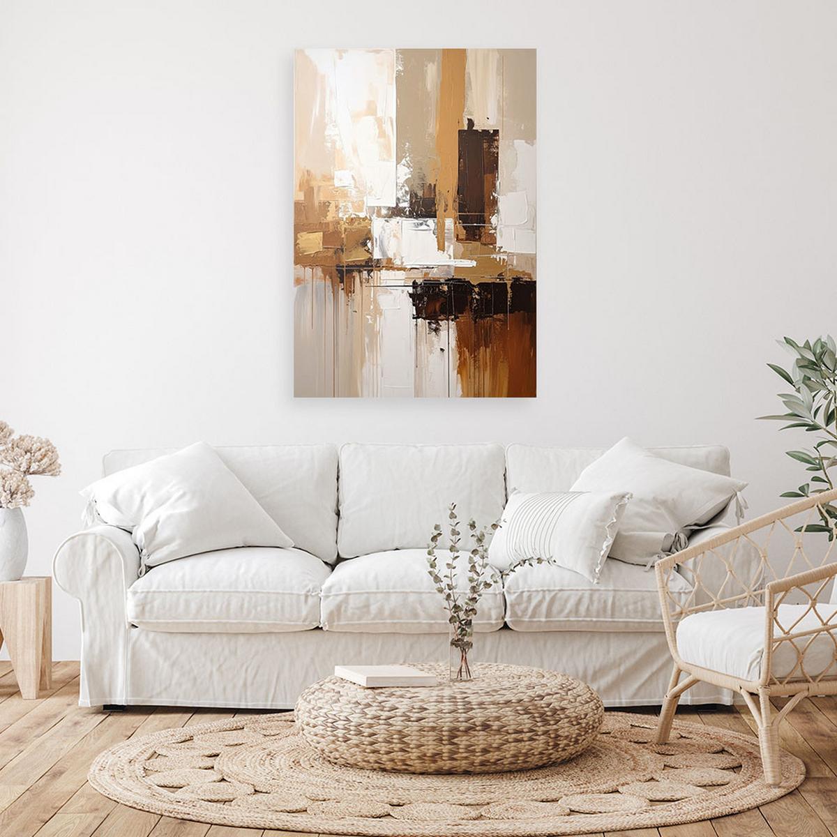 WANDBILD, Beige und braune Abstraktion - Braun, Textil (80/120cm) - Feeby