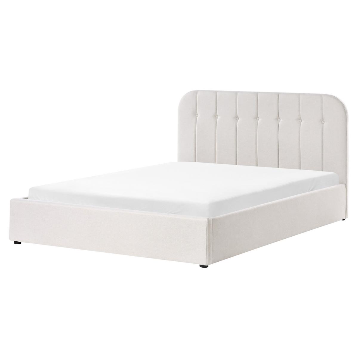 BETT mit Stauraum 160/200 cm Stoff Cremeweiß Challans - Creme, Textil (160/200cm) - Beliani