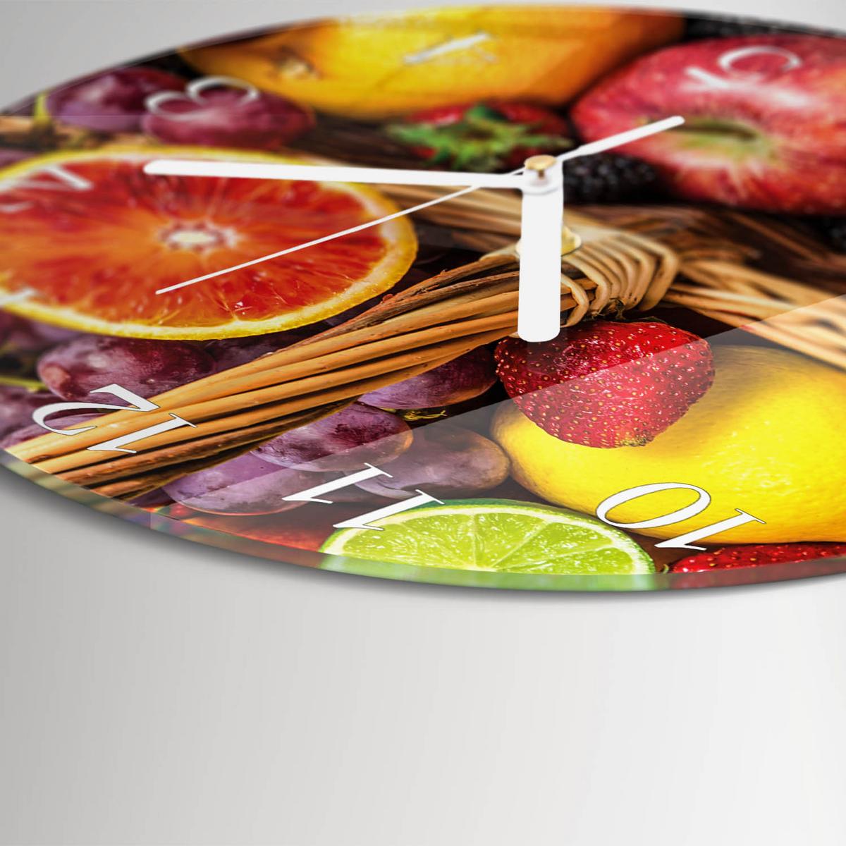 WANDUHR aus Glas Ø30 cm - Obst - Multicolor, Glas (30/30/0.4cm) - TULUP