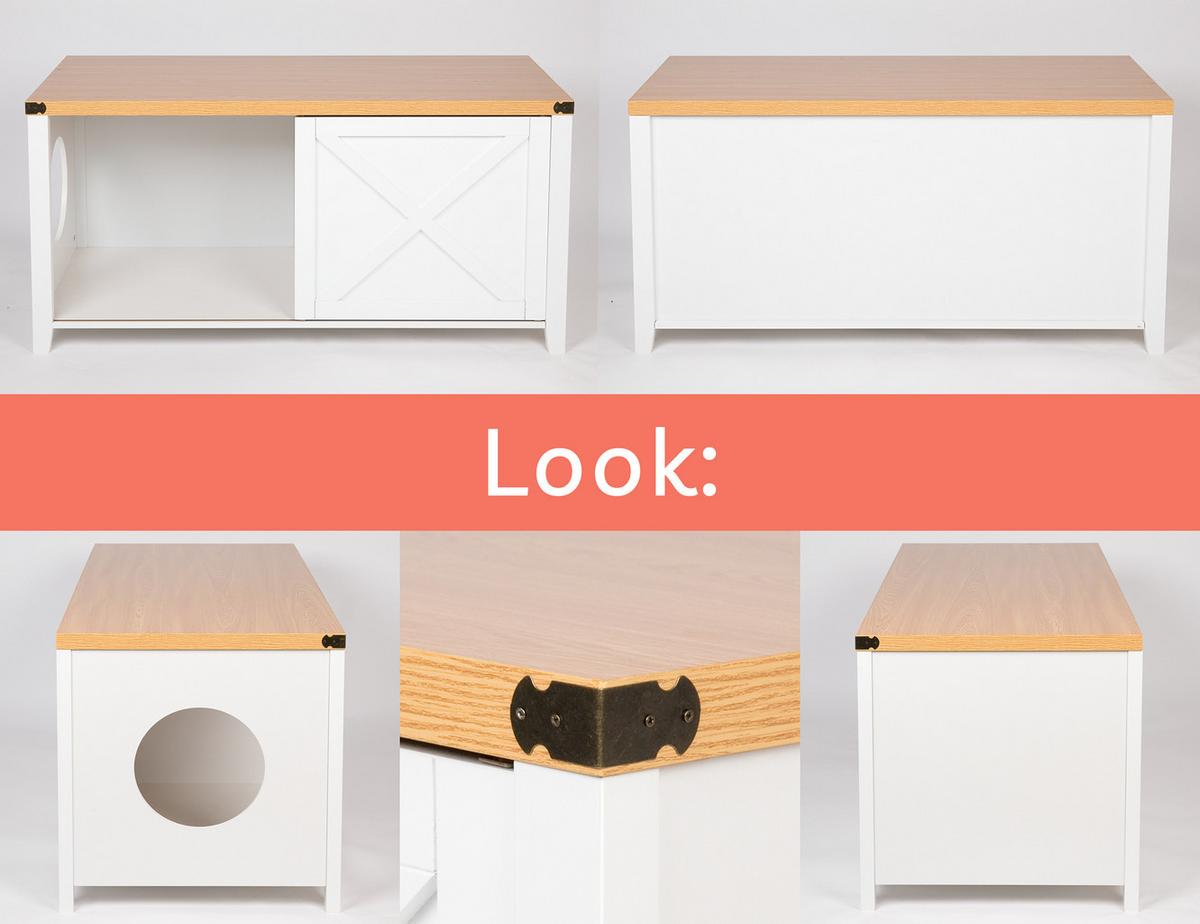 KATZENSCHRANK groß für Katzentoilette XXL aus Holz, mit Schuhschrank & Sitzkommode - Weiß, Holz (110/55/50cm) - needs&wants